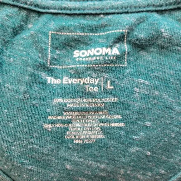 KOHLS SONOMA Shirt Womens Large Vneck Long Sleeve Green Purple Curved Hem 2PC - Picture 12 of 13